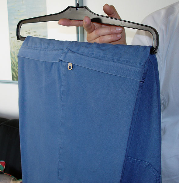 Zip-off trousers on hanger