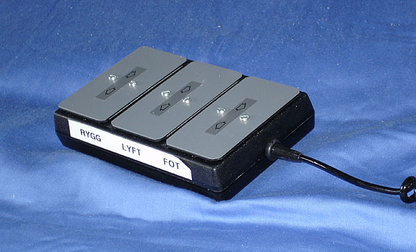 Hand control with large buttons (close-up)
