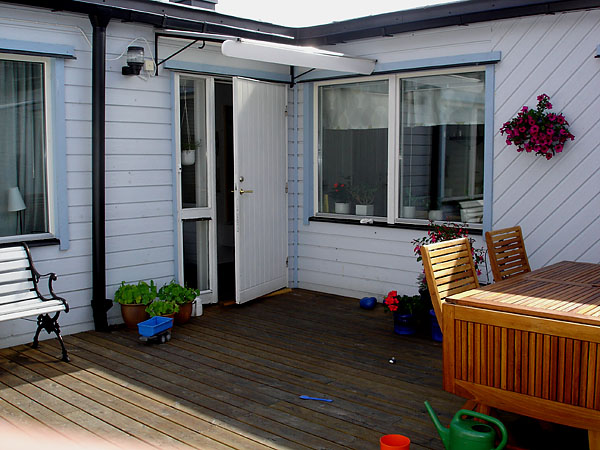 Accessible patio showing house entrance