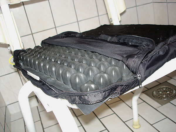 ROHO-MINI-MAX cushion on shower chair