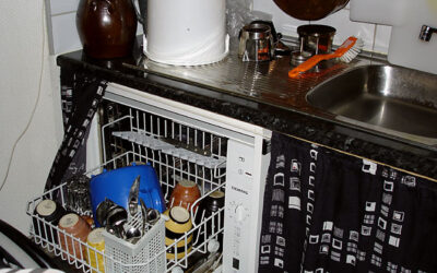 Countertop dishwasher in modified kitchen