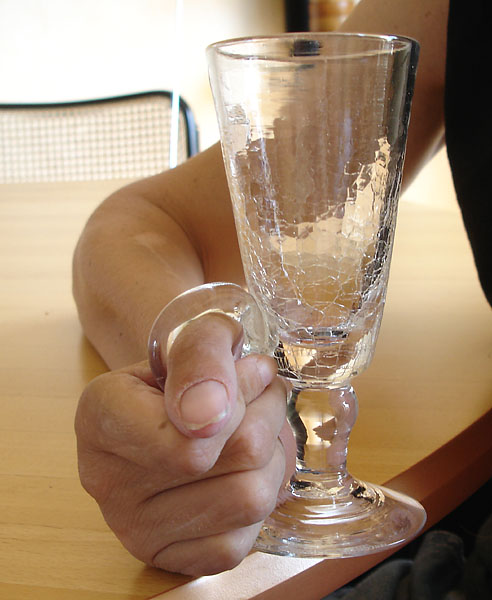 Wine glass with custom handle