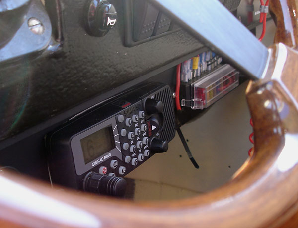 Radio on adapted motorboat