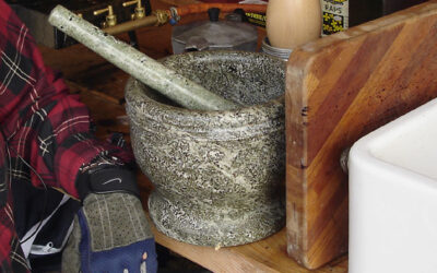 Large stone mortar and pestle