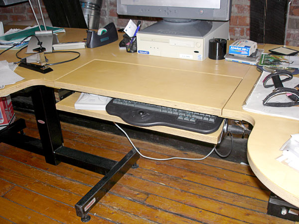 Specially designed workstation, document holder folded down