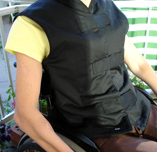 User wearing the cooling vest
