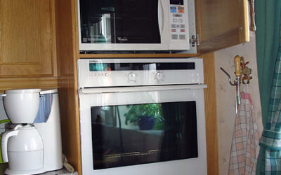 Microwave installed above oven