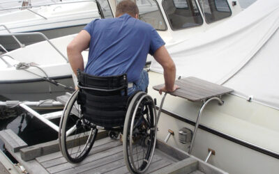 Förflyttning från rullstol till motorbåt