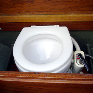 Toilet on small motorboat