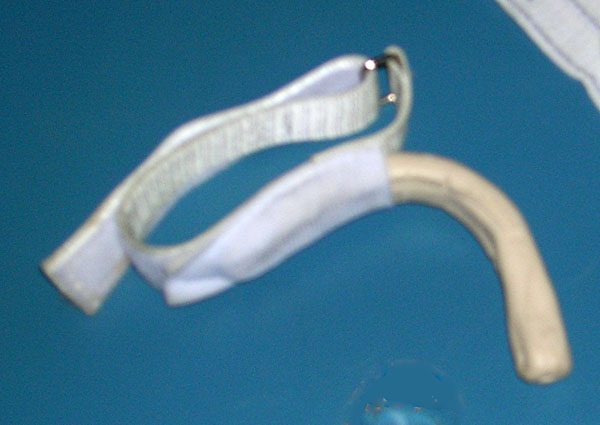 Custom-designed dental floss holder (close-up)