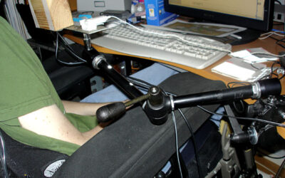 Camera tripod as joystick holder for controlling computer