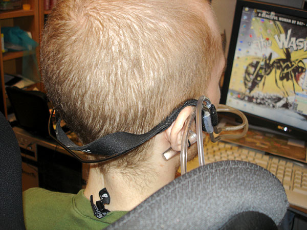 Headset for sip/puff controls