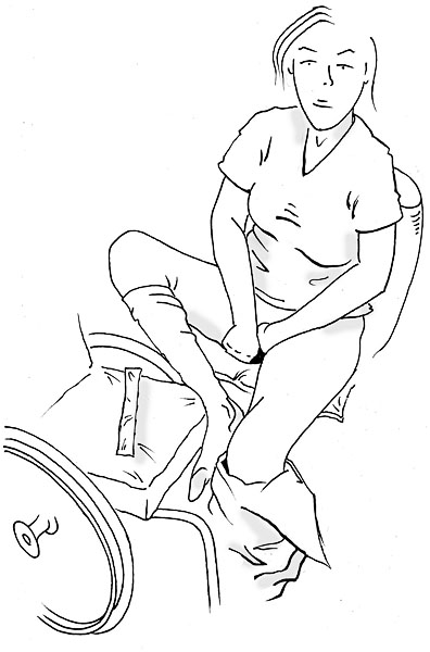User inserts catheter. Illustration: Lars 'Geson' Andersson