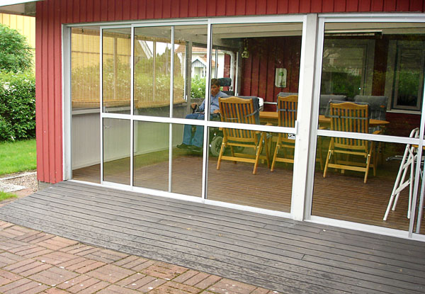 Glassed in terrace with sliding doors