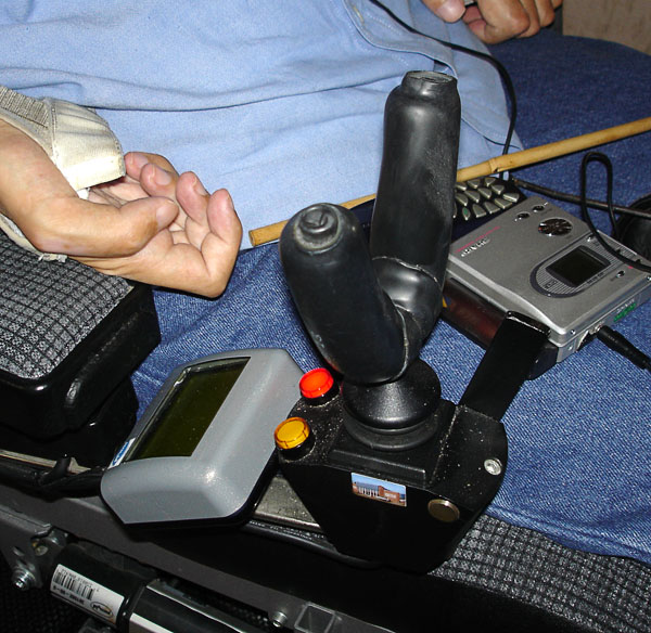 Joystick with padded cradle