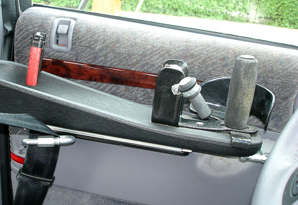 Car forearm support with accelerator and brake controls
