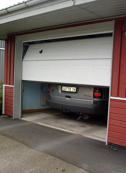 Garage door, half open