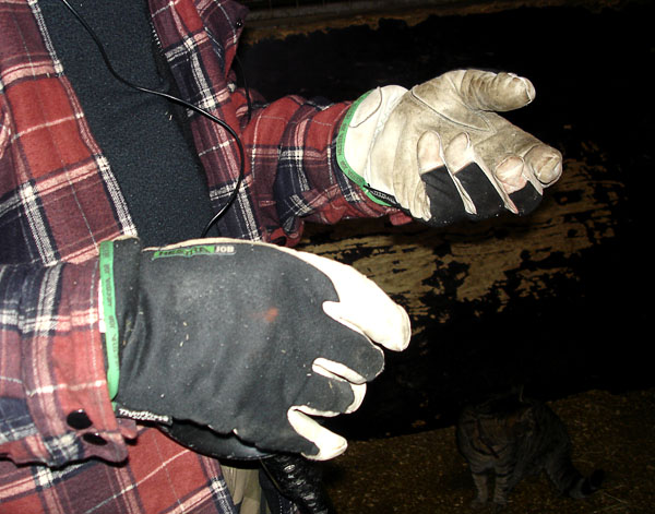 User with work gloves