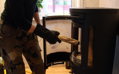 Welding glove for building fire in the stove
