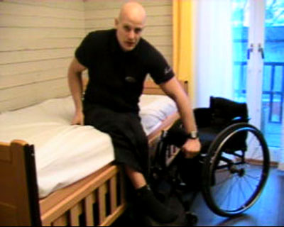 User transfers from bed to wheelchair