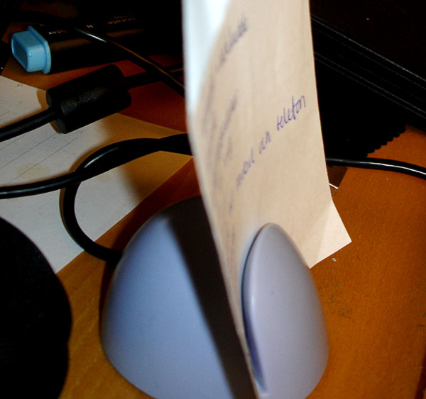 Manuscript holder with paper (close-up)