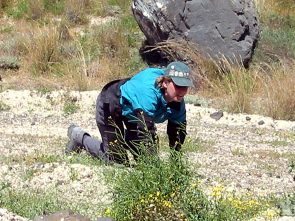 The user working on her knees wearing trousers for crawling.