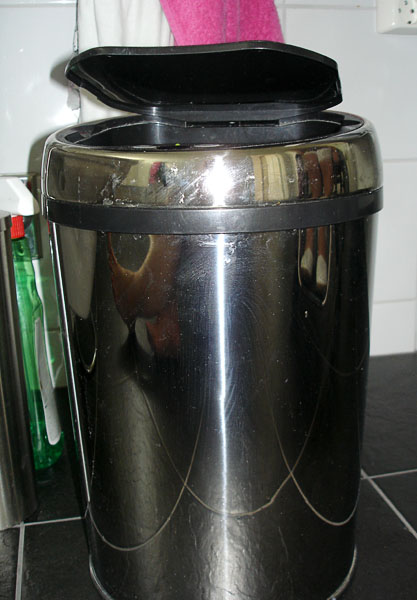 Wastebasket with open cover
