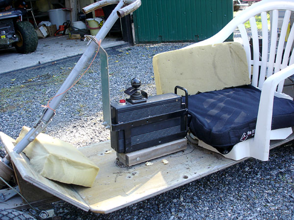Go-cart with cushion and foam rubber padding