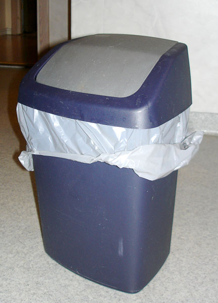 Wastebasket with swing-top lid