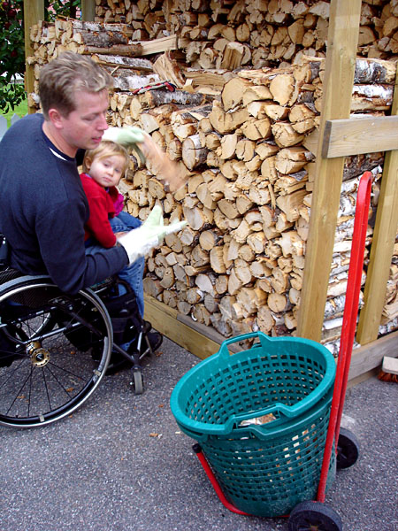 User fills basket with wood