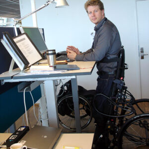 Standing wheelchair in workplace