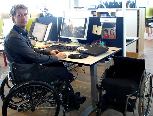 User sitting at desk