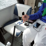 Joystick steering and navigation of adapted motorboat
