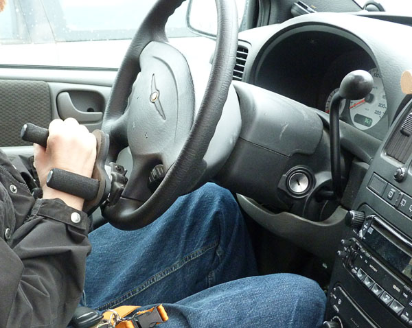 User turns steering wheel
