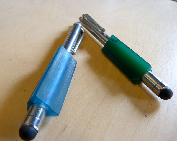 Modified styluses (close-up).