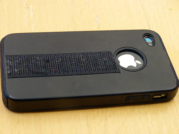 Self-adhesive Velcro on back of phone