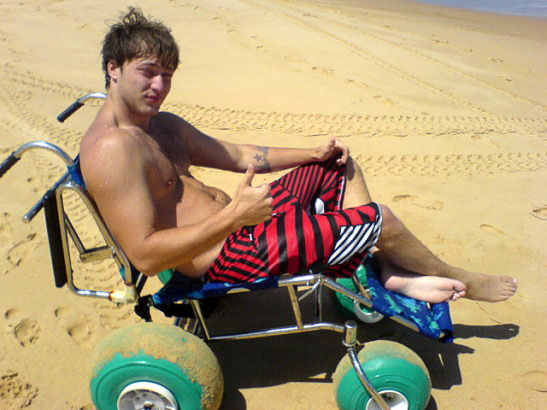 User on beach wheelchair. Photo from the tipster’s archives