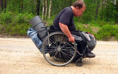 Transporting camping gear by wheelchair