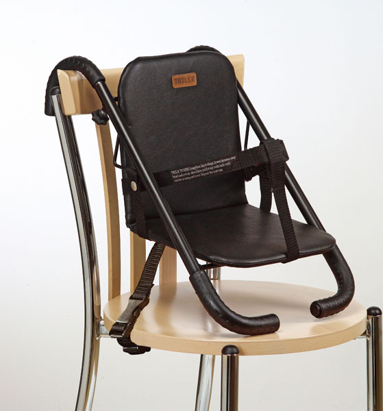 Trille highchair mounted on a kitchen chair. Photo from mammapappalam.se