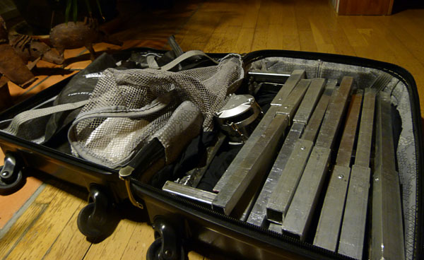 Lift  in parts stored in a small suitcase.