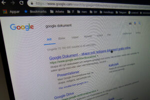 Länk till Google dokument på dataskärm
